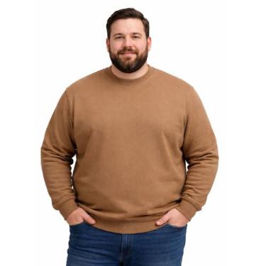 Imagem de Suéter De Frio Masculino Tricot Liso Gola Redonda Plus Size Delkor, Ar
