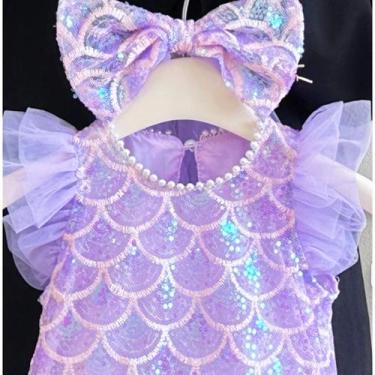 Imagem de Vestido Festa Infantil Aniversário Sereia Ariel Escamas Tule Tamanho:7