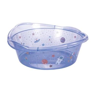 Imagem de Bacia de Bebê Infantil Decorada Ursinho 17,5 Litros PlasUtil Azul e Ro