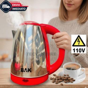 Imagem de Chaleira Eletrica de Inox 110V 1,8L Vermelha Jarra Eletrica Rápida, Se