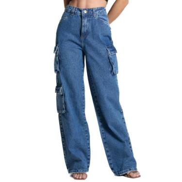 Imagem de Calça Jeans Sawary Wide Leg - 282027 - Azulbr 42, Azul, 42