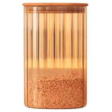 Imagem de Pote de Vidro Hermético Borossilicato Canelado Âmbar 1100ml Mantimento