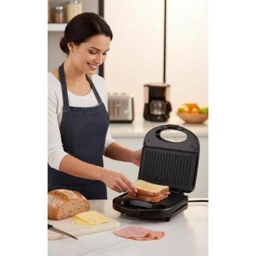 Imagem de 2x Sanduicheira Grill 2 em 1 Preta: Lanches e Grelhados Rápi - Congrat