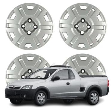 Imagem de Jogo Calota Aro 14 GM Montana 2004 Cubo Baixo Prata - Grid Calotas