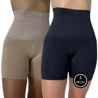 Imagem de Kit 2 Short Modelador Anágua Cinta de Compressão Cós Alto -c8 KIT 2 AN