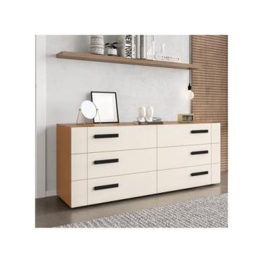 Imagem de Cômoda de Quarto Lisboa c/ 6 Gavetas Freijo/Creme - Politorno, Freijó 