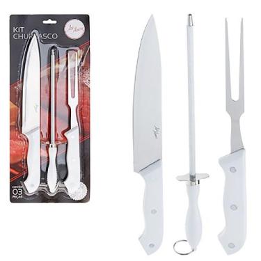 Imagem de INATIVAR - Kit Churrasco 3 Peças Faca, Garfo e Chaira Inox - Kadê