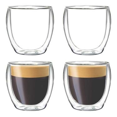 Imagem de Copo De Vidro Duplo Bistro Shot Café 140ml 4x Unidades - Kadê