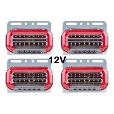 Imagem de Kit 04 Lanterna Led 12V Vermelha Moderna Lateral Caminhão Ultilitario 