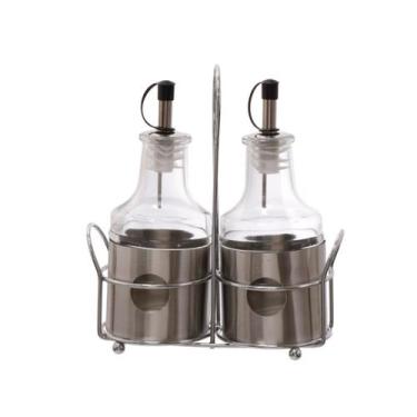Imagem de Conjunto Galheteiro De Vidro Com Suporte De Metal 220ml - Etilux