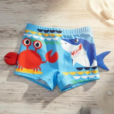 Imagem de Sunga 3D Infantil Boxer UV50+ Para Praia Piscina Natação Bebê Menino T
