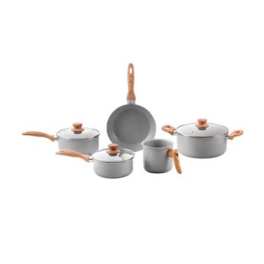 Imagem de Jogo de Panelas Brinox Antiaderente Ceramic Life 5 Peças Easy Gris