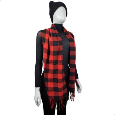 Imagem de Cachecol Echarpe Manta Xale Lenço Inverno 170cm Xadrez Unissex - Daruj
