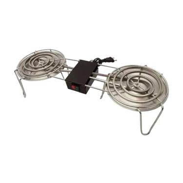 Imagem de Fogareiro Elétrico Duplo Fogmarmi-220V Esquentador de Marmita 800W 220V Aço Inoxidável Resiswal