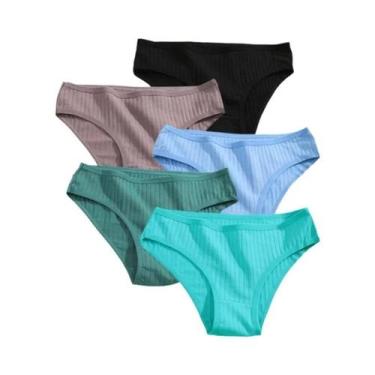 Imagem de Conjunto De Calcinhas De Algodão Femininas Lingerie Sexy Em Cores Sóli