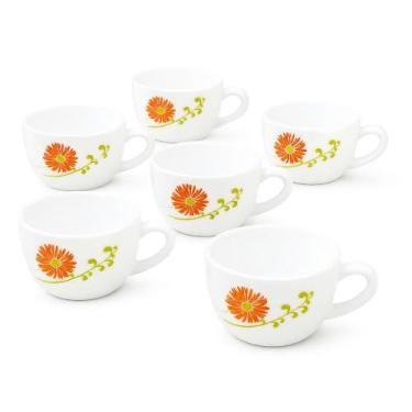 Imagem de Conjunto Jogo 6 Xícaras Vidro Branco 130ml Livid Lilac 130ml Floral Ca