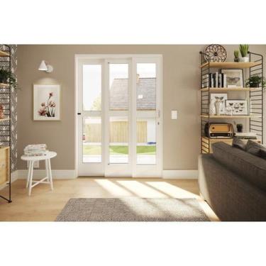 Imagem de Porta de Aço de Correr 215x152cm 3 Folhas com Vidro Liso Qualitysol Ra
