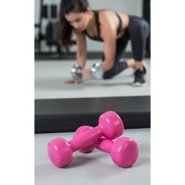 Imagem de Halter Emborrachado Rosa 2kg (Par) - Treino Seguro & Confort - Congrat