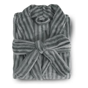 Imagem de Roupão Appel Plush Flannel Estampado Toque Macio Charme Cor:Listrado -