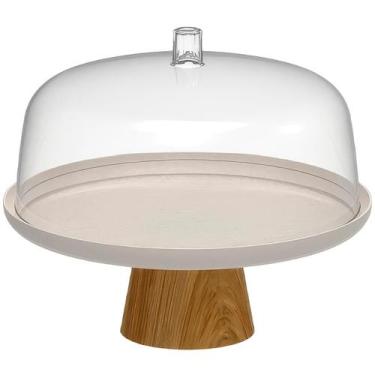 Imagem de Boleira Com Cúpula Lume Ou 27,5cm Base Bambu - Bege, Bege
