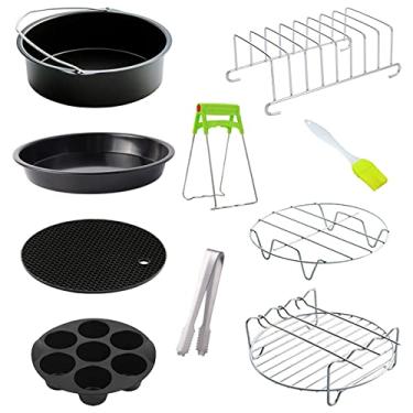 Imagem de LOVIVER Conjunto de acessórios antiaderentes para fritadeira a ar, braçadeira de transporte de peças para fritadeira a ar para churrasco doméstico – 15 cm