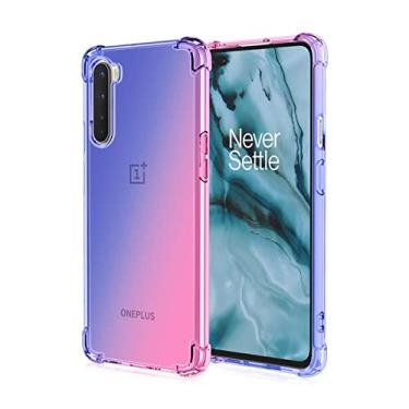 Imagem de para Oneplus Nord N100 N200 Case Transparent Gradient Airbag Cantos Case à Prova de Choque para One Plus 9 Pro 8 7T 6T Capa Traseira Pára-choques, Azul Rosa, Para OnePlus 7 Pro
