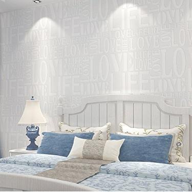 Imagem de QIHANG Moda Moderna 3D Estereoscópico Amor Alfabeto Tecido Não Tecido Papel de Parede Rolo Sala de Estar Quarto TV Fundo Cor Creme 2,29' L x 32,8' C (0,7 m * 10 m = 7㎡)