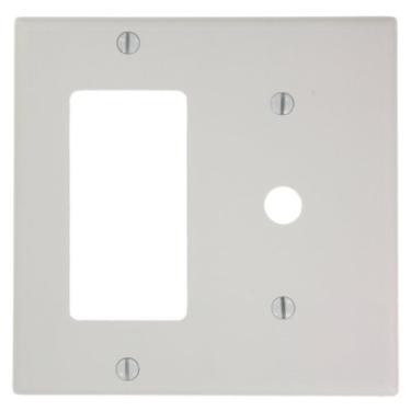 Imagem de Leviton 80479-W 2-Gang 1-Decora 1-telefone/cabo .406 combinação de dispositivos, Thermoset, suporte de alça, branco