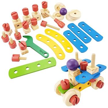Imagem de Ferramentas Infantil Com Peças De Montar Madeira Gire E Crie Newart