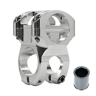 Imagem de Hastes de guidão de bicicleta 35 mm com espaçador ajustável 31,8 a 25,4 de liga de alumínio CNC curto para a maioria das bicicletas, bicicletas de estrada, MTB, BMX, equipamento fixie, ciclismo (prata)