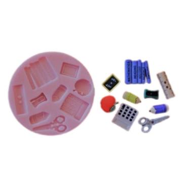 Imagem de Molde De Silicone Escola, Lápis, Livros, Calculadora