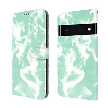 Imagem de Capa carteira para Google Pixel 6/6 Pro com TPU à prova de choque, capa de telefone de couro luxuosa com compartimentos para cartão Kickstand capa flip magnética, verde 1,6 6,3 polegadas