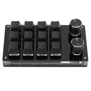 Imagem de Teclado mecânico macro de uma mão, teclado mecânico portátil multifuncional de uma mão com 12 teclas e botões totalmente programáveis, para Windows, para Linux, para Vista, para OS X (preto)