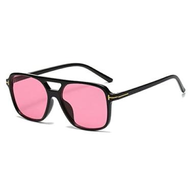Imagem de Óculos de sol quadrados grandes retrô femininos masculinos moda pontes duplas óculos UV400 tons populares óculos de sol, preto rosa, um