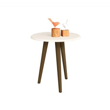 Imagem de Mesa Lateral Retrô Com Tampo MDF Brilhante Off White Bechara