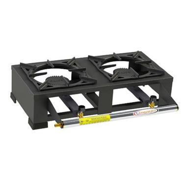 Imagem de Fogão Portátil 2 Boca Alta Pressão Com Grelha 20x20