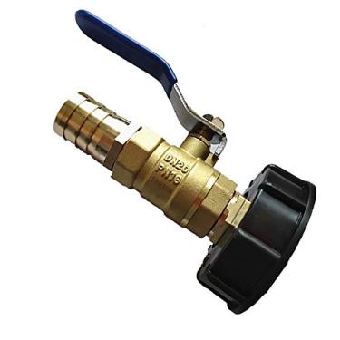 Imagem de Adaptador de conexões IBC, conector de tanque de água, torneira de válvula de esfera de jardim de latão, rosca grossa S60x6 para tubo de saída farpado de 2,54 cm