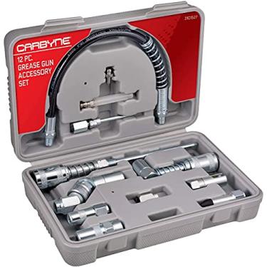 Imagem de Conjunto de acessórios Carbyne com 12 peças de pistola de graxa | Conjunto multifuncional inclui acopladores, bicos, adaptadores e mangueira flexível