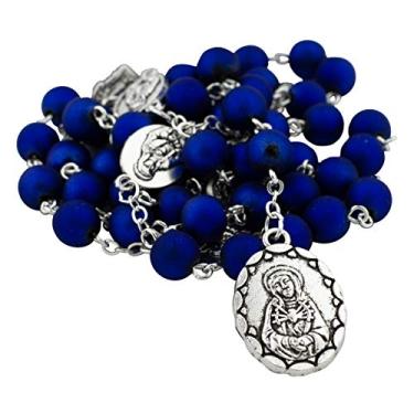 Imagem de Majestic Blue Seven Sorrows of Mary Chaplet | Inclui lindo cartão de oração com instruções | Ótimo presente católico para primeira comunhão e confirmação | Corrente e medalhas prateadas, Metal, Não conhecido