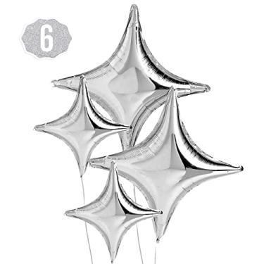 Imagem de xo, Fetti Silver Sparkle Foil Birthday Balloon - 6 pc | Bday Party Decorations, Bachelorette, Anniversary, Graduation