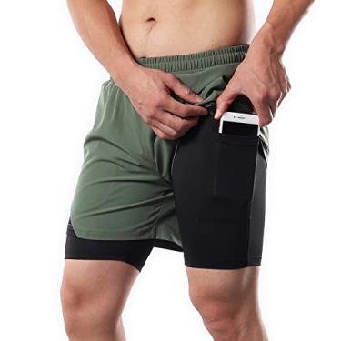 Imagem de Tingpai Shorts de corrida masculino 2 em 1 com bolsos de toalha pa exercícios de secagem rápida shorts pa treino de academia