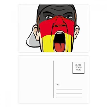 Imagem de Bandeira da Alemanha facial maquiagem cabeça gritando conjunto de cartão postal aniversário cartão de agradecimento