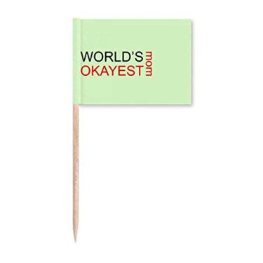 Imagem de World's Okayest Mom Best Mother Citação de palito de dente marcador para decoração de festa