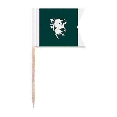 Imagem de Sinalizadores de palito de dente de unicórnio, capacidade feroz, divina animais estrangeiros, marcação de etiquetas para bolo de festa, comida e queijos