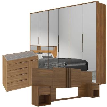 Imagem de Guarda Roupa Casal Lume E Cabeceira King Amêndola Touch