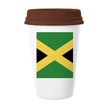 Imagem de Caneca de cerâmica com a bandeira nacional da Jamaica da América do Norte para copo de café