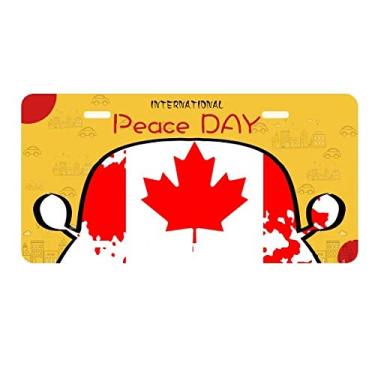 Imagem de DIYthinker Bandeira do sabor do Canadá e placa de licença de folha de bordo etiqueta decoração de carro dia da paz