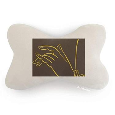 Imagem de DIYthinker Almofada para apoio de cabeça com decoração de pescoço e apoio de cabeça Culture Religion preto e amarelo