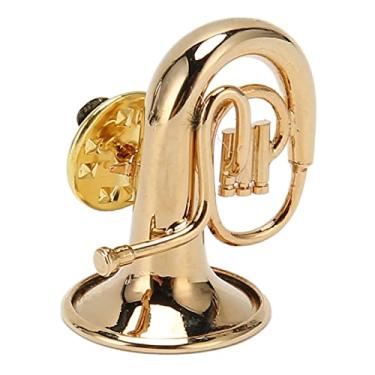 Imagem de Broche de tuba em miniatura, broche de latão elegante para instrumento musical retrô para amantes de música para concertos, Latão