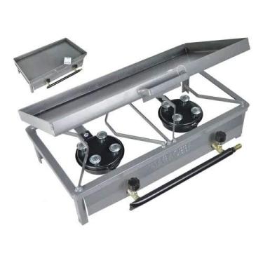 Imagem de Fogão Fogareiro 2bocas C Chapa Queim 4 Caulins Alta Pressão